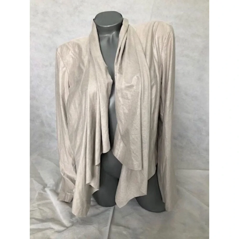 CREAM SHIMMER DRAPE FRONT JACKET - Picture 1 of 4